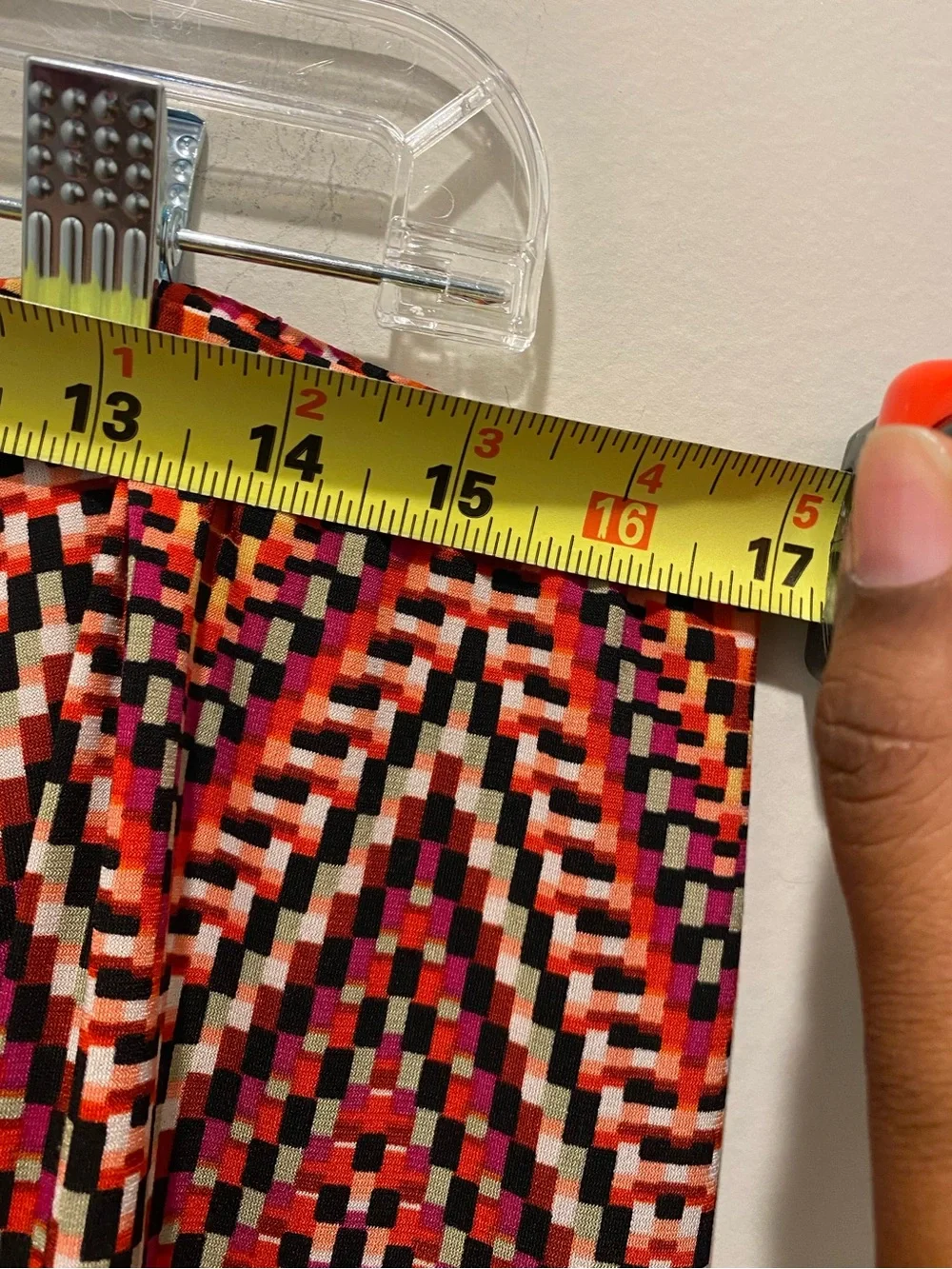 Perceptions Chevron-Print Midi Skirt Red Multi Women’s Size 14 EUC Stretch